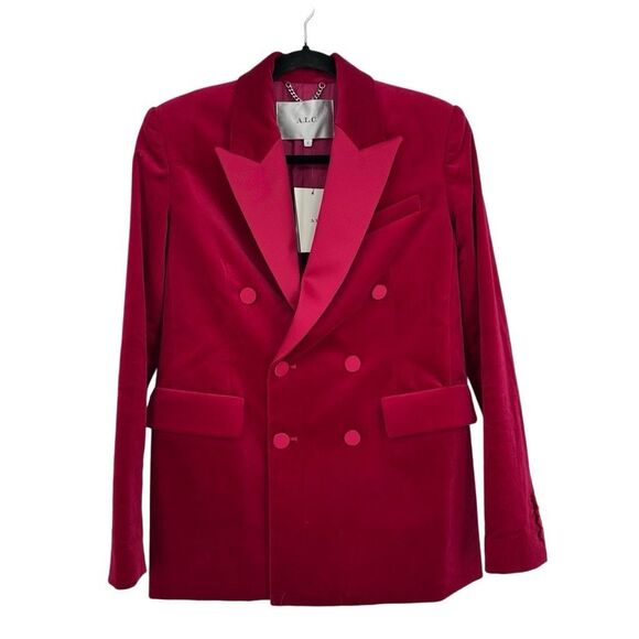 A.L.C. Declan Velvet Tailored Jacket Double Breasted Blazer Pink XS S 2 $650 NWT - Picture 3 of 16